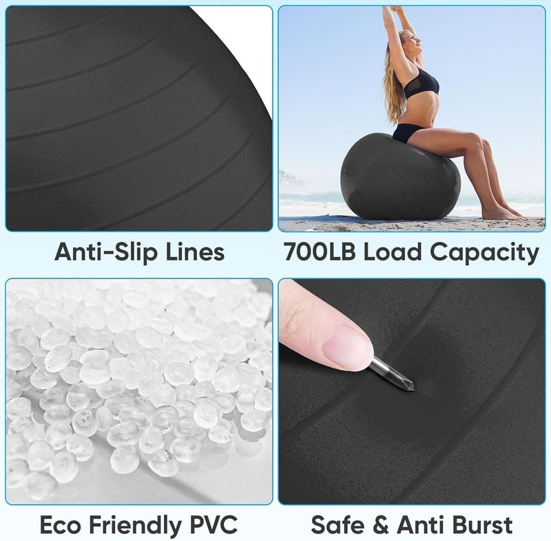 APEXUP Yoga Ball Exercise Ball Anti Slip Heavy Duty for Fitness, Balance & Core Workout - Image 2